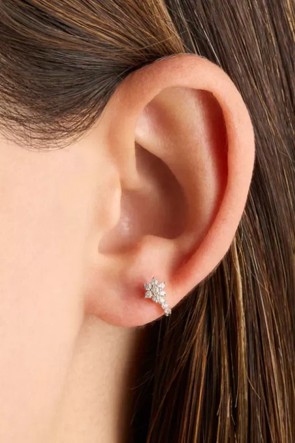 Women By Charlotte Earrings-14Kt Gold Crystal Shooting Star Ear Cuff