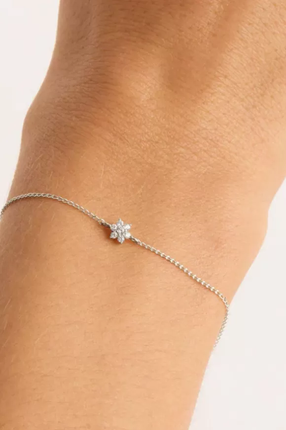 Women By Charlotte Bracelets-14Kt White Gold Crystal Lotus Flower Bracelet