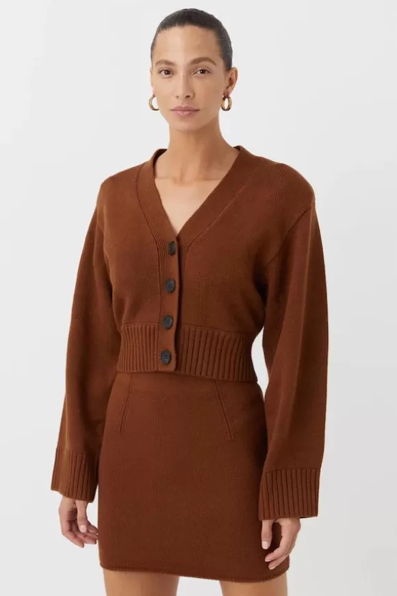 Women Camilla And Marc Knitwear-Alder Knit Crop Cardi Chocolate