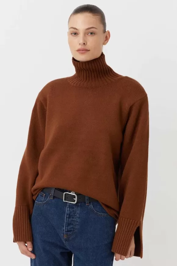 Women Camilla And Marc Knitwear-Alder Knit Turtleneck Chocolate