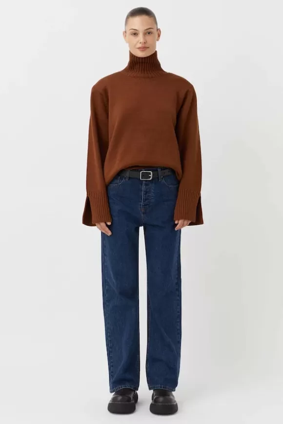 Women Camilla And Marc Knitwear-Alder Knit Turtleneck Chocolate