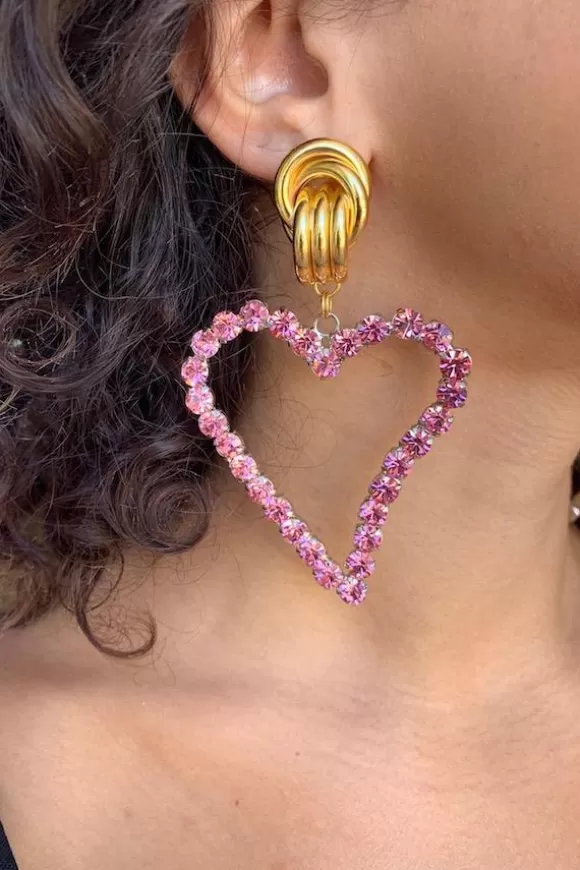 Women Mayol Earrings-All Of My Heart Earrings Baby Pink Stone