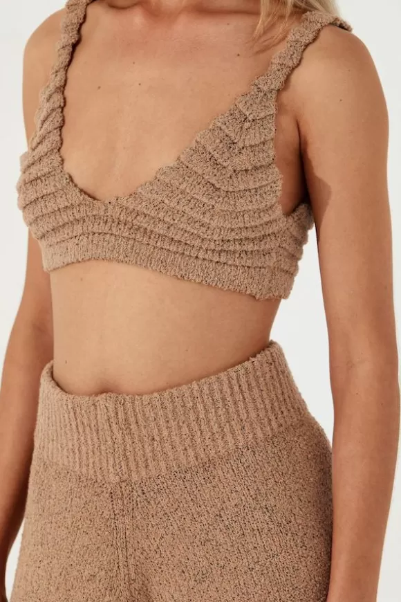 Women Zulu & Zephyr Knitwear-Almond Cotton Blend Knit Bralette