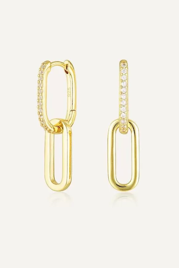 Women Avant Studio Earrings-Celine Earrings Gold Pave