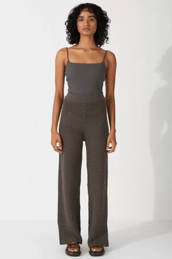 Women Zulu & Zephyr Pants-Charcoal Cotton Crochet Pant