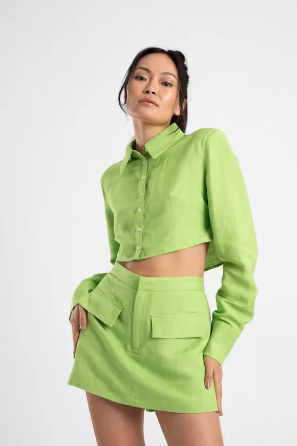 Women Summi Summi Shirts-Cropped Structured Shirt Apple