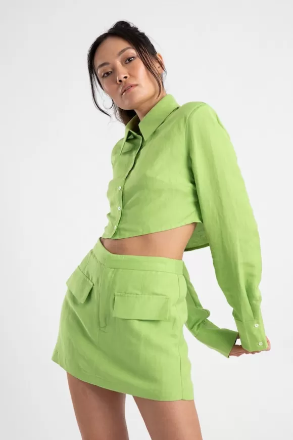 Women Summi Summi Shirts-Cropped Structured Shirt Apple