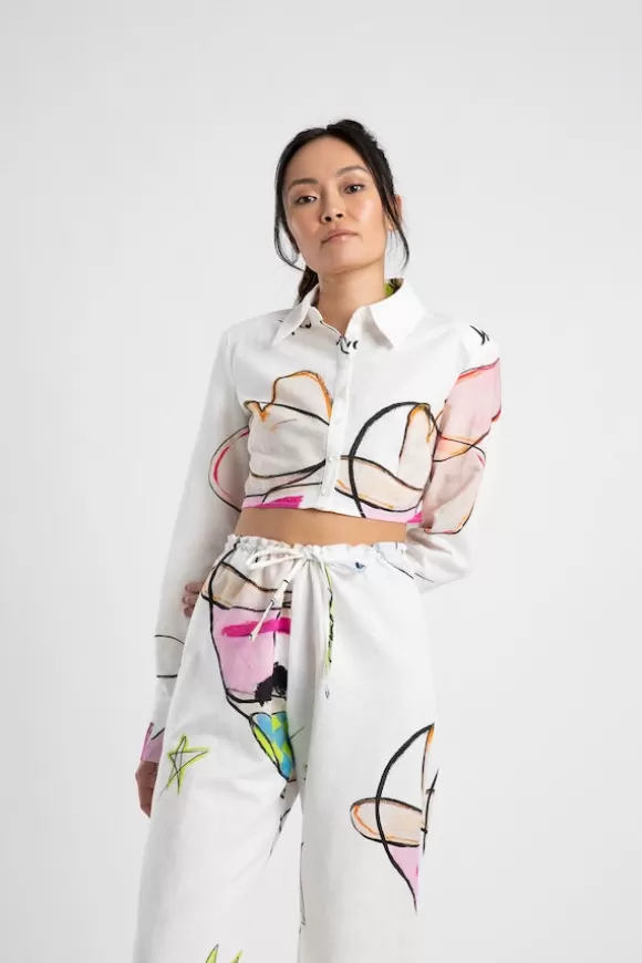 Women Summi Summi Shirts-Cropped Structured Shirt Cowboi Print