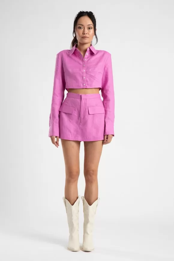 Women Summi Summi Shirts-Cropped Structured Shirt Fuchsia