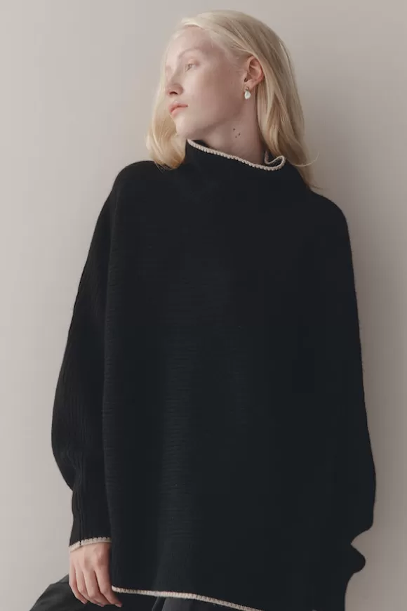 Women Marle Knitwear-Dali Jumper Black/Oat