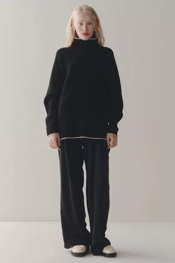 Women Marle Knitwear-Dali Jumper Black/Oat