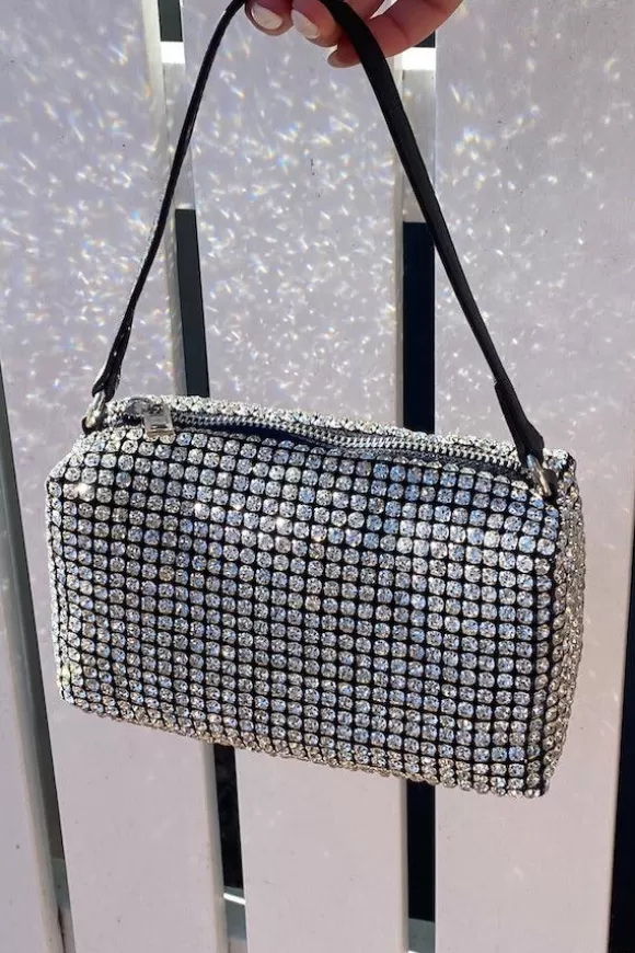 Women By Girls With Gems Bags-Diamonte Bag Silver