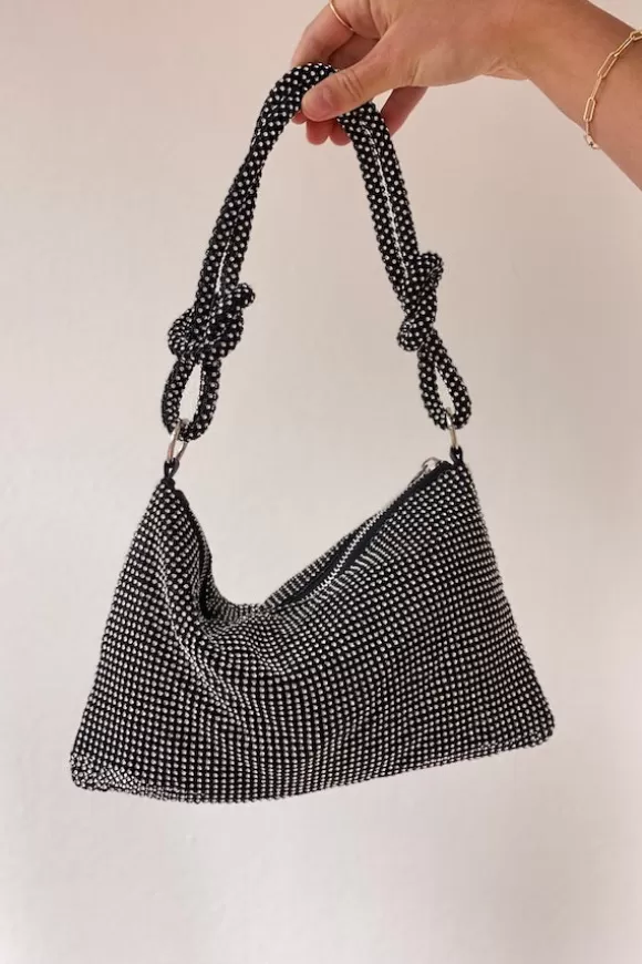 Women By Girls With Gems Bags-Diamonte Mesh Bag Black