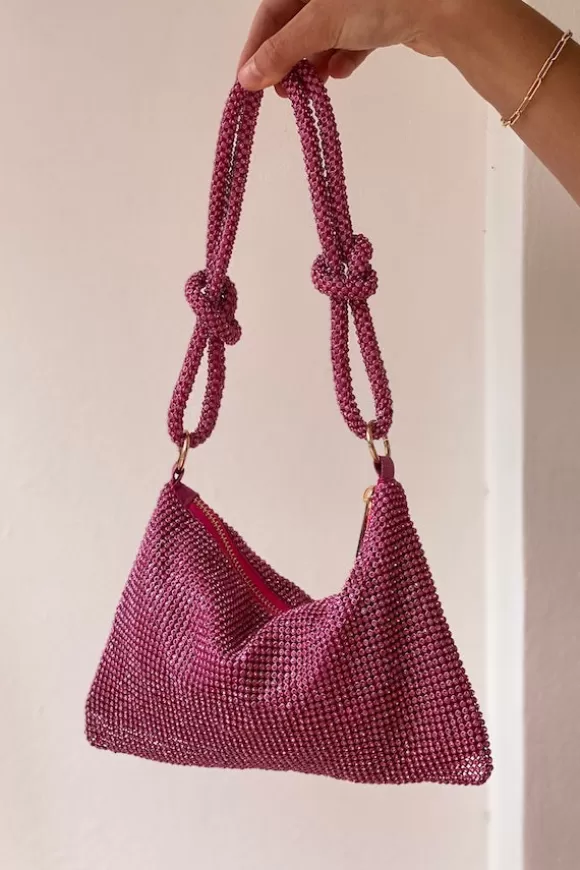 Women By Girls With Gems Bags-Diamonte Mesh Bag Pink