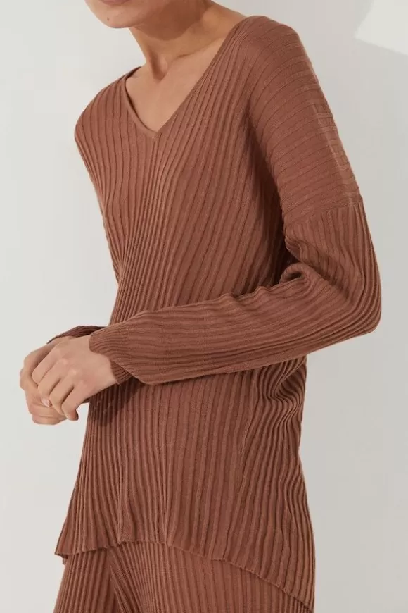 Women Zulu & Zephyr Knitwear-Earth Ribbed Knit Top