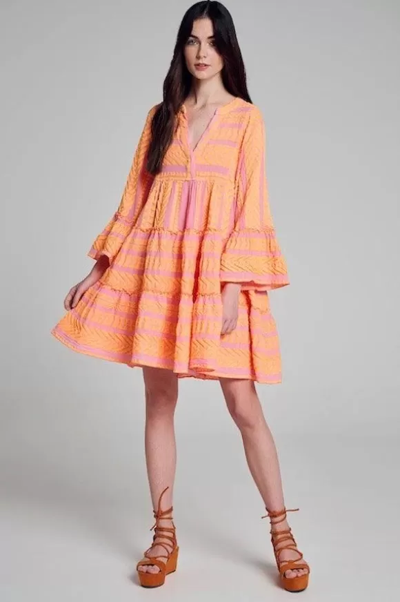 Women Devotion Dresses-Ella Mini Neon Dress Lime-Orange/Pink 319