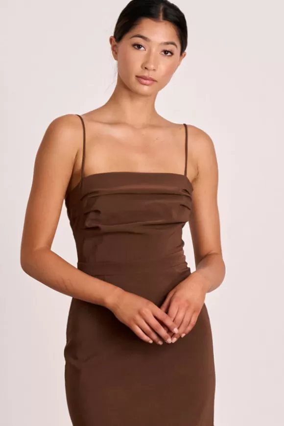 Women Pasduchas Dresses-Emerson Column Midi Dress Chestnut