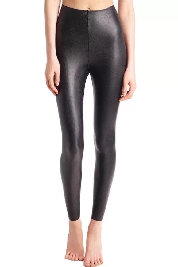 Women Commando Pants-Faux Leather Legging W/ Perfect Control Black