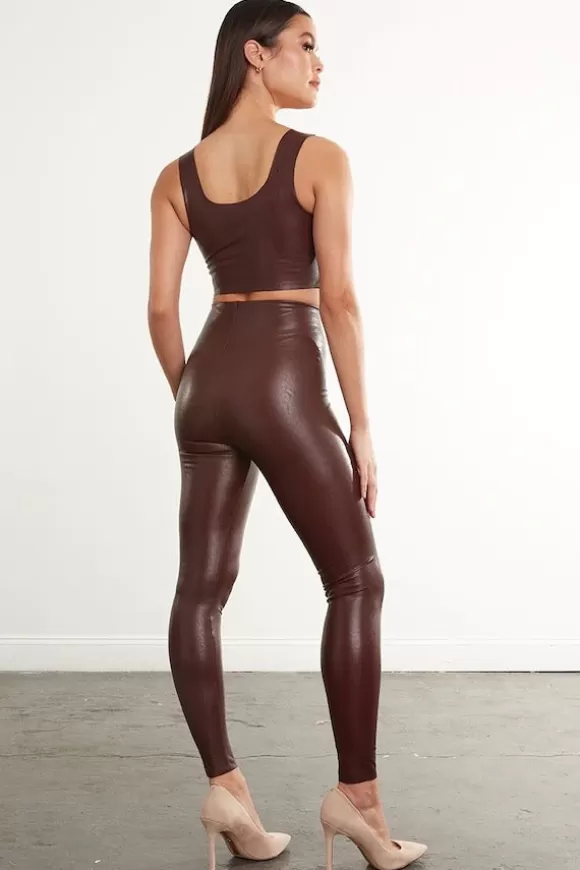 Women Commando Pants-Faux Leather Legging W/ Perfect Control Oxblood