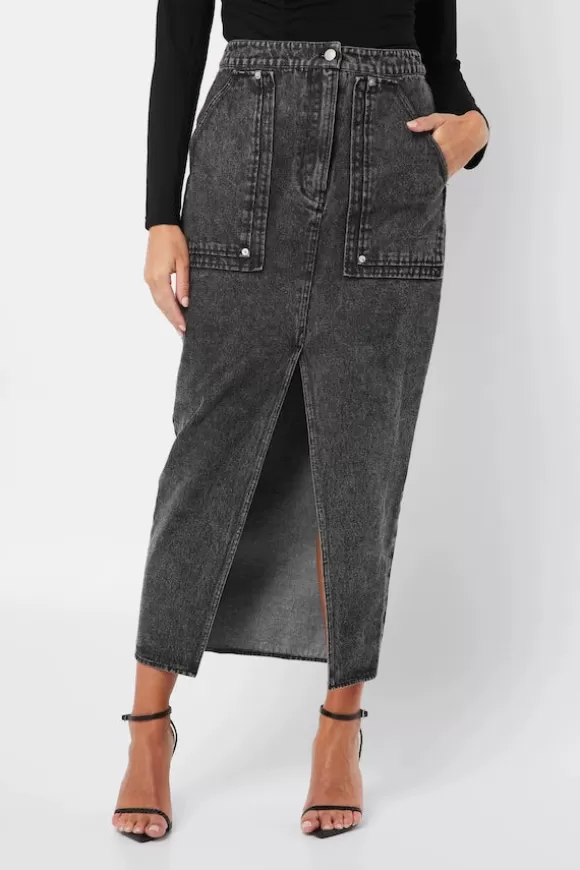 Women Mossman Denim-Fuse Denim Midi Skirt