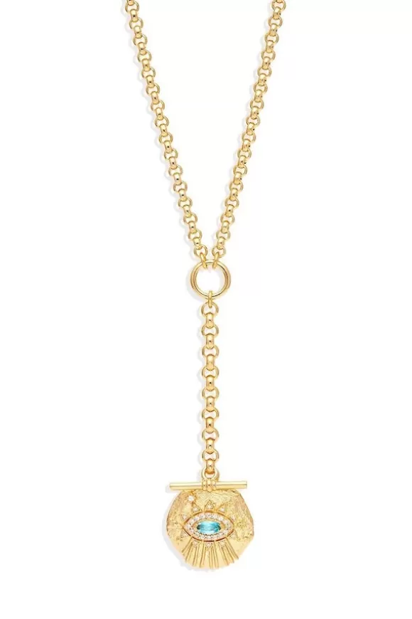 Women By Charlotte Necklaces-Gold Awaken Lariat Fob Necklace