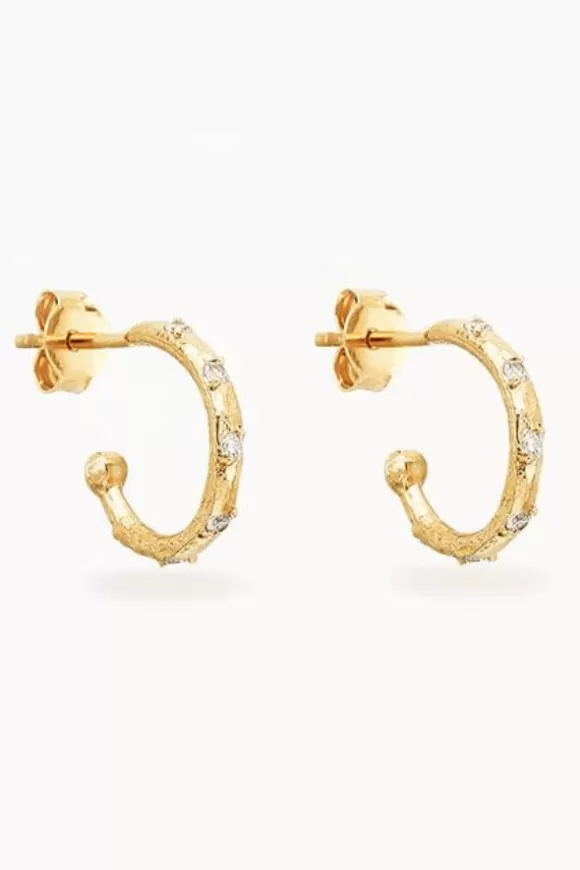 Women By Charlotte Earrings-Gold Cosmic Hoops