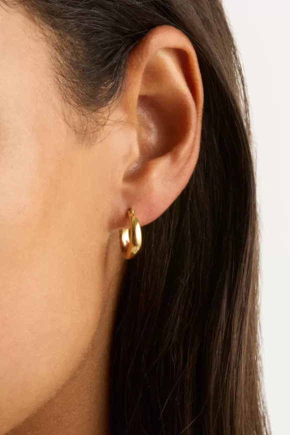 Women By Charlotte Earrings-Gold Infinite Horizon Small Hoops