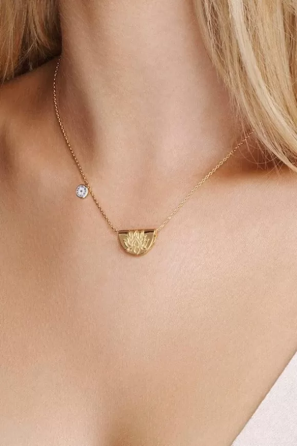 Women By Charlotte Necklaces-Gold Lucky Lotus Necklace