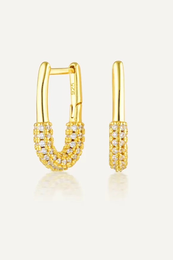 Women Avant Studio Earrings-Honor Huggies Gold Pave