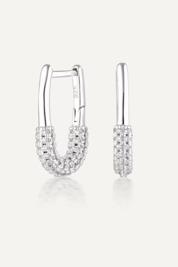 Women Avant Studio Earrings-Honor Huggies Silver Pave