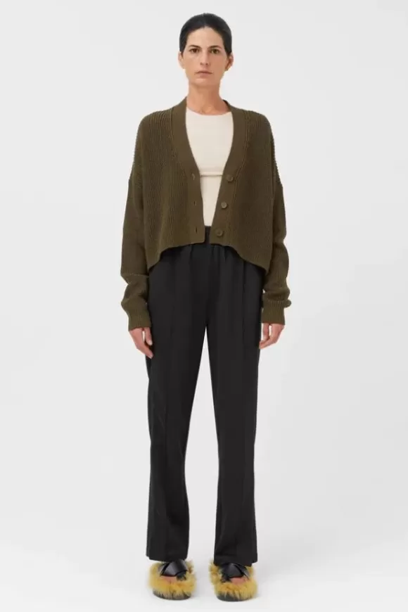 Women Camilla And Marc Knitwear-Janis Crop Cardigan Olive