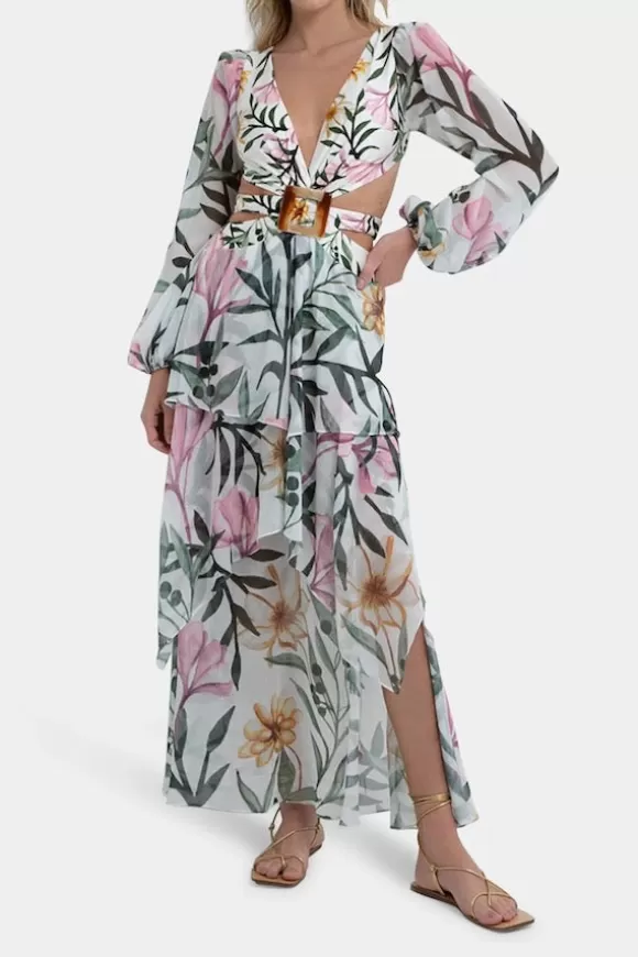 Women PatBo Dresses-Jasmine Belted Cutout Maxi Dress