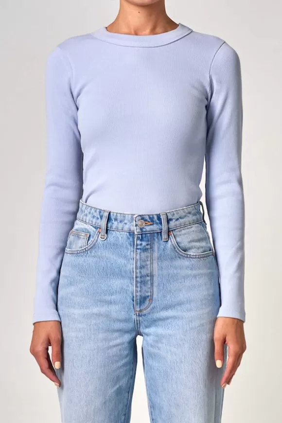 Women Neuw Denim Tees-Jonesy Long Sleeve Dusky Blue