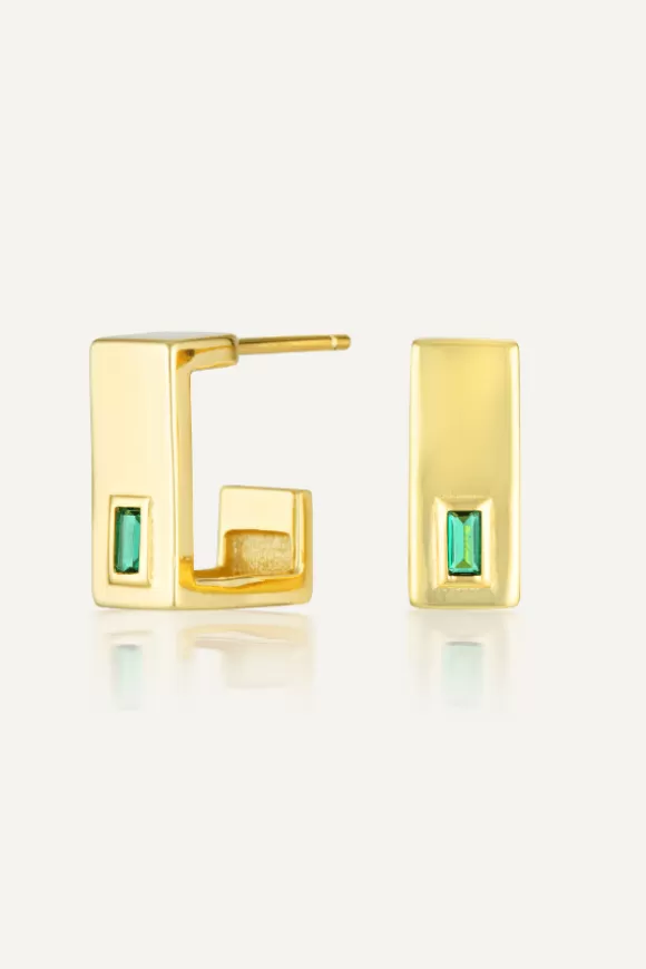 Women Avant Studio Earrings-Josi Hoops Emerald