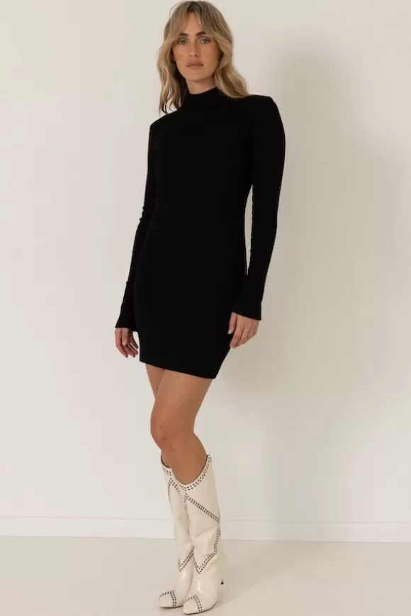 Women Summi Summi Dresses-Long Sleeve Mini Dress Black