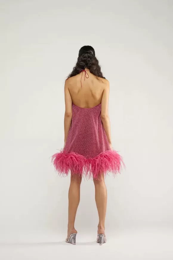 Women Oséree Dresses-Lumiere Plumage Necklace Short Dress Raspberry