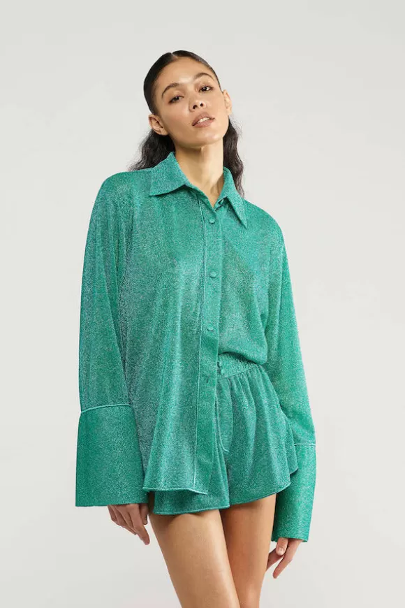 Women Oséree Shirts-Lumiere Sleeves Shirt Aquamarine