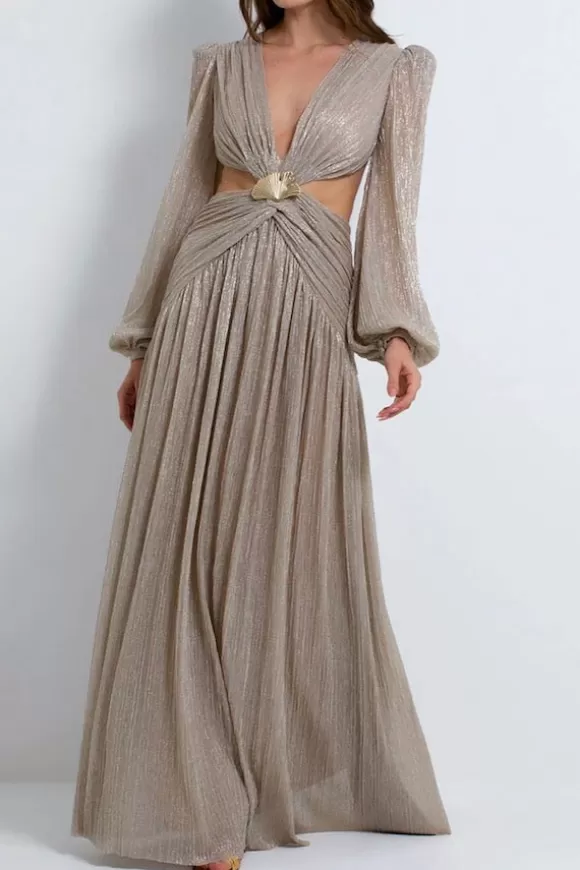 Women PatBo Dresses-Lurex Cutout Maxi Dress Champagne