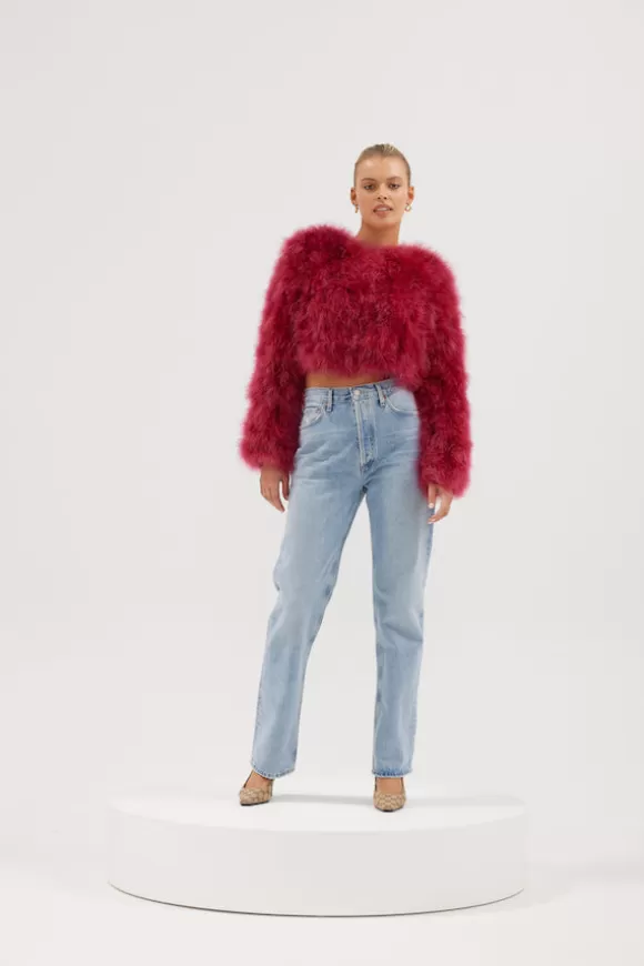 Women Bubish Jackets & Coats-Manhattan Feather Jacket Raspberry