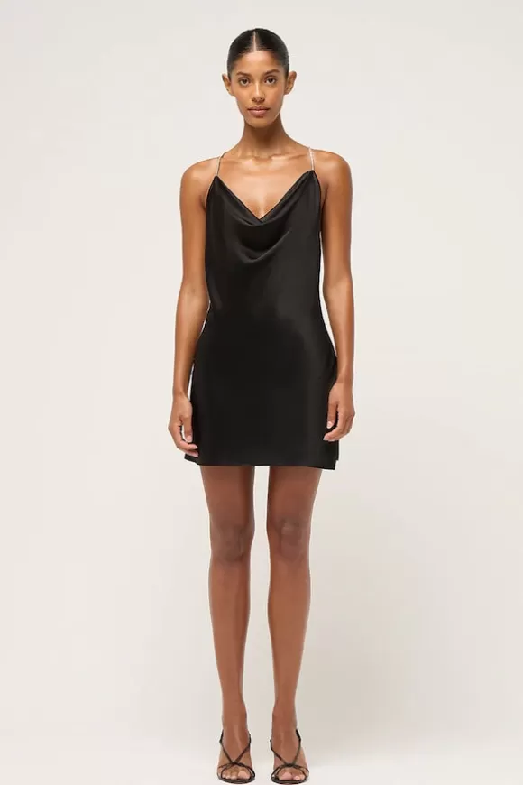 Women Michael Lo Sordo Dresses-Nicole Drape Bias Mini Dress Black