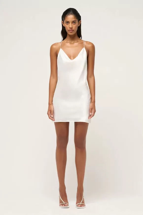 Women Michael Lo Sordo Dresses-Nicole Drape Bias Mini Dress White