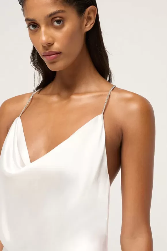 Women Michael Lo Sordo Dresses-Nicole Drape Bias Mini Dress White