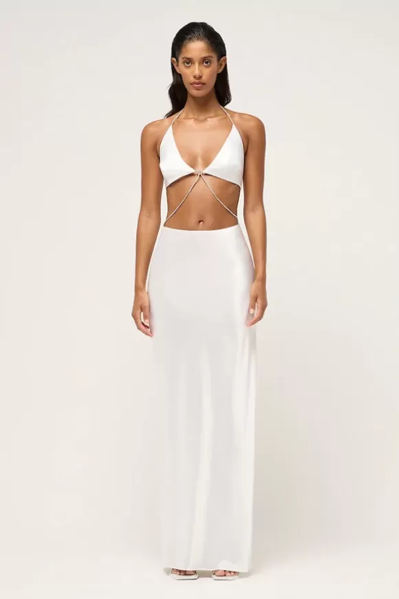 Women Michael Lo Sordo Dresses-Nomi Crystal Halter Dress White