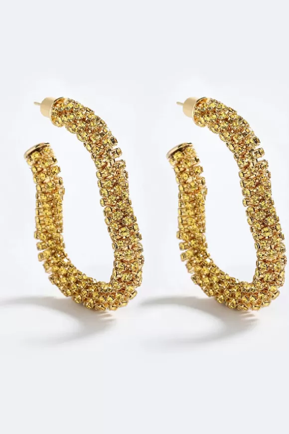 Women Emma Pills Earrings-Obsession Sparkle Hoop Gold