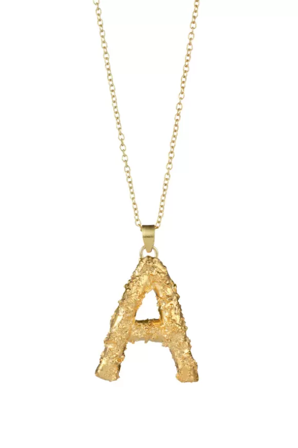 Women Balyck Necklaces-Ornate Initial Gold Necklace Large