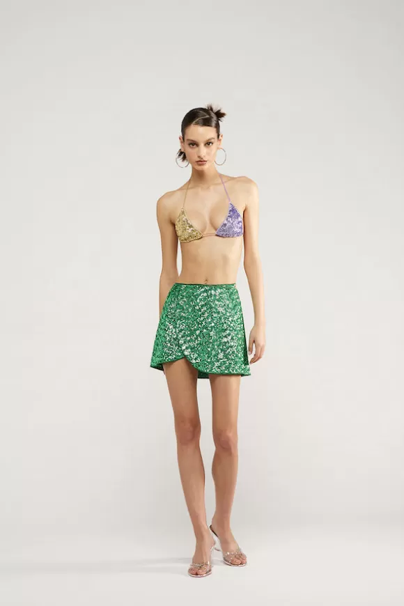 Women Oséree Skirts-Paillettes Mini Skirt Emerald