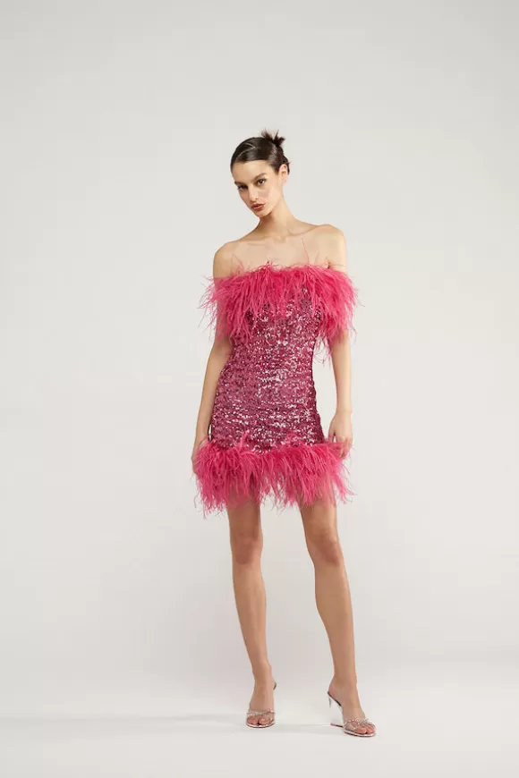 Women Oséree Dresses-Paillettes Plumage Mini Dress Rose