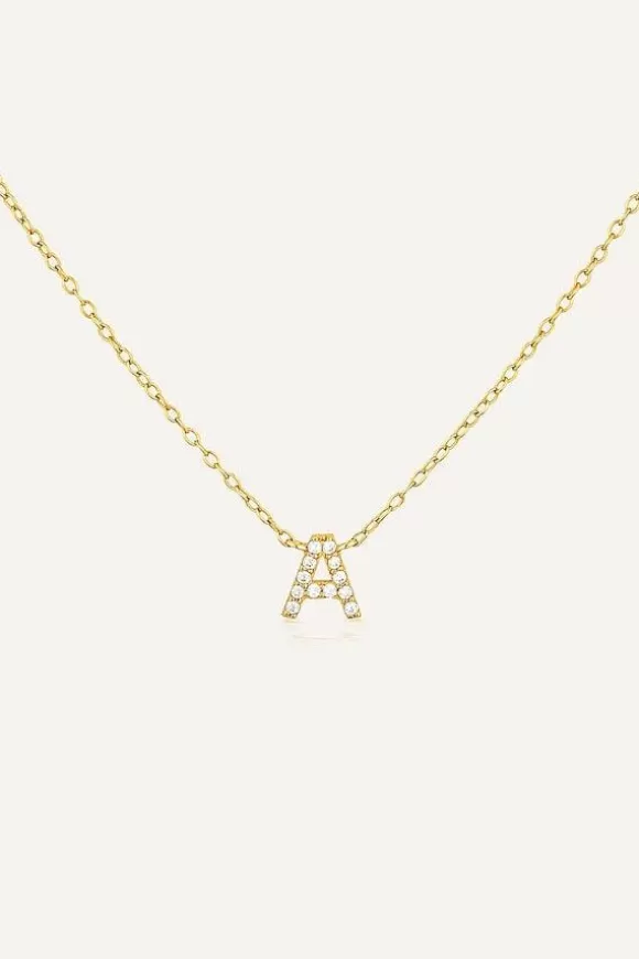 Women Avant Studio Necklaces-Pave Letter Necklace