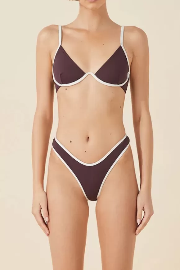 Women Zulu & Zephyr Swimwear-Plum Contrast Balconette Bra Cup