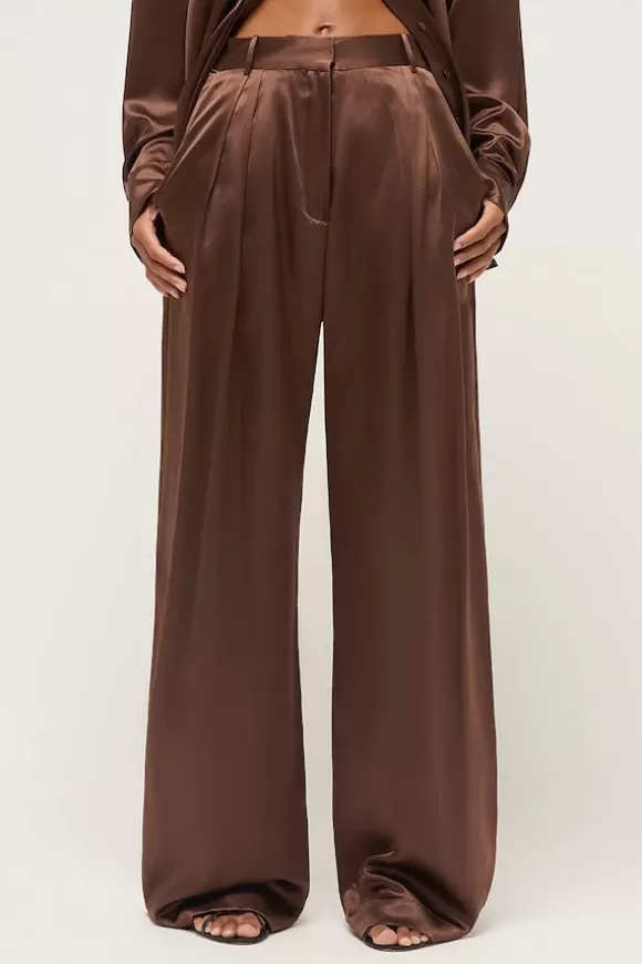 Women Michael Lo Sordo Pants-Relaxed Silk Boy Pant Brown